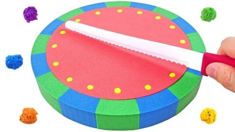 好看 8种颜色的太空沙西瓜彩虹蛋糕是如何制作的呢